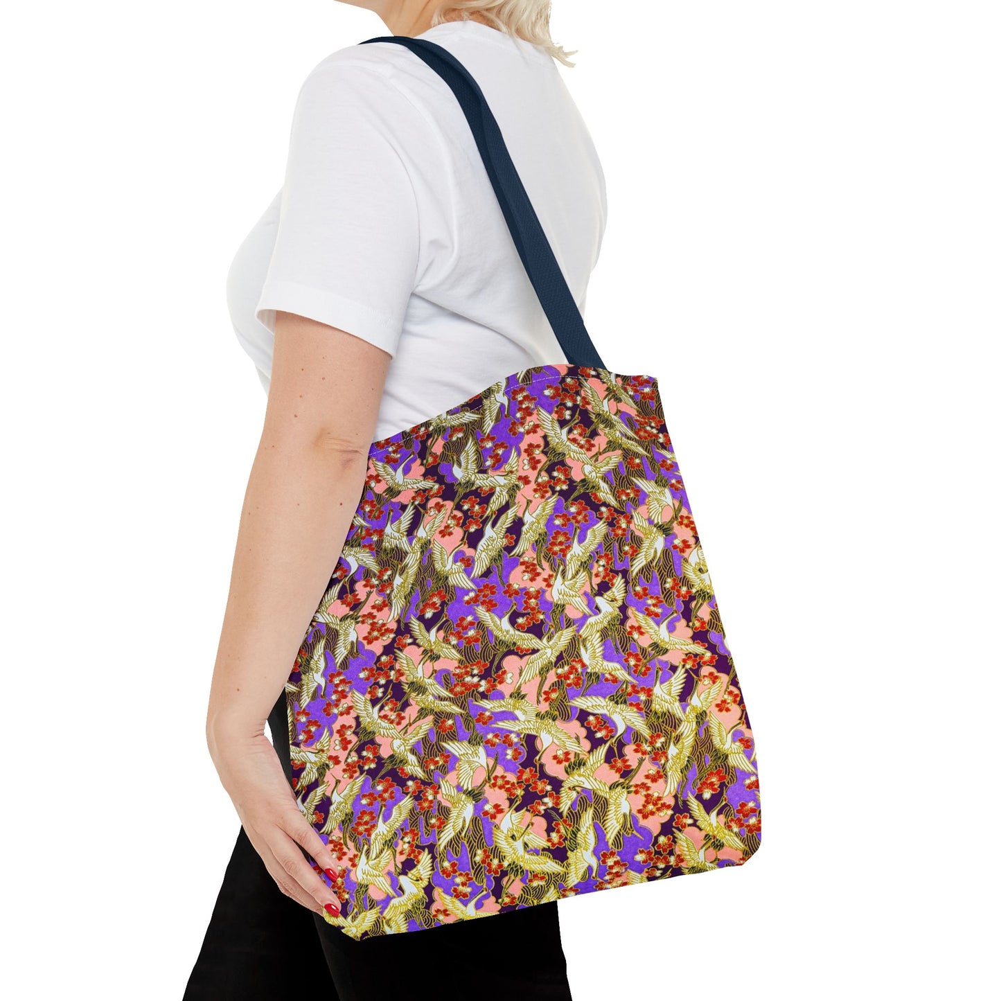 Birds Tote Bag Silver Purple Gold