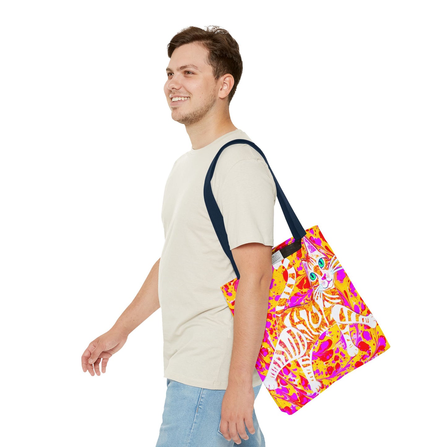 Cat Tote Pink Psychedelic