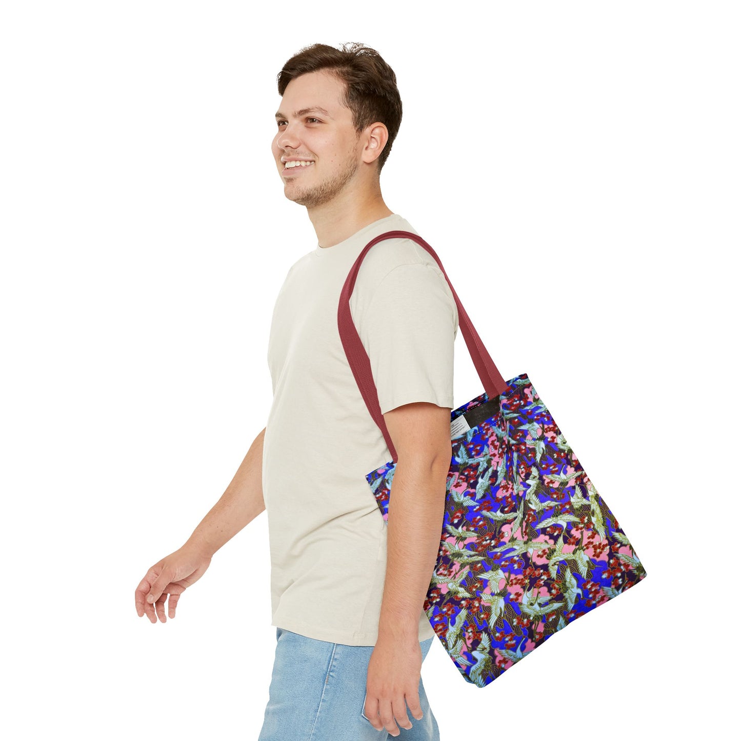 Birds Tote Bag Silver Purple
