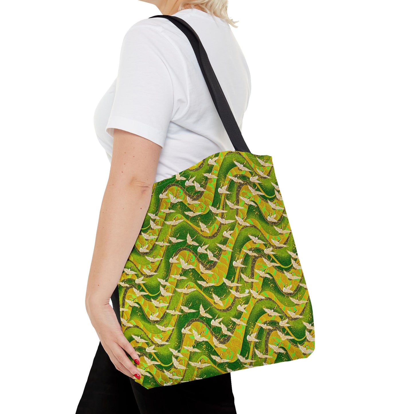 Birds Tote Bag Green Gold