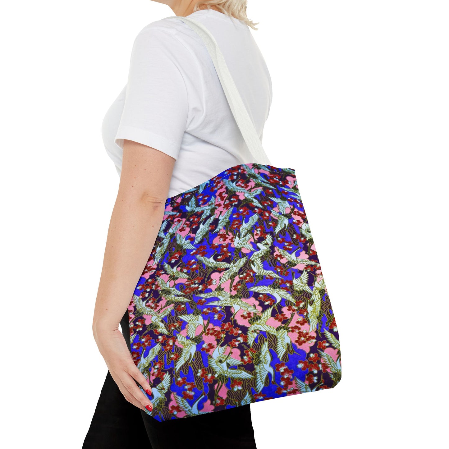 Birds Tote Bag Silver Purple