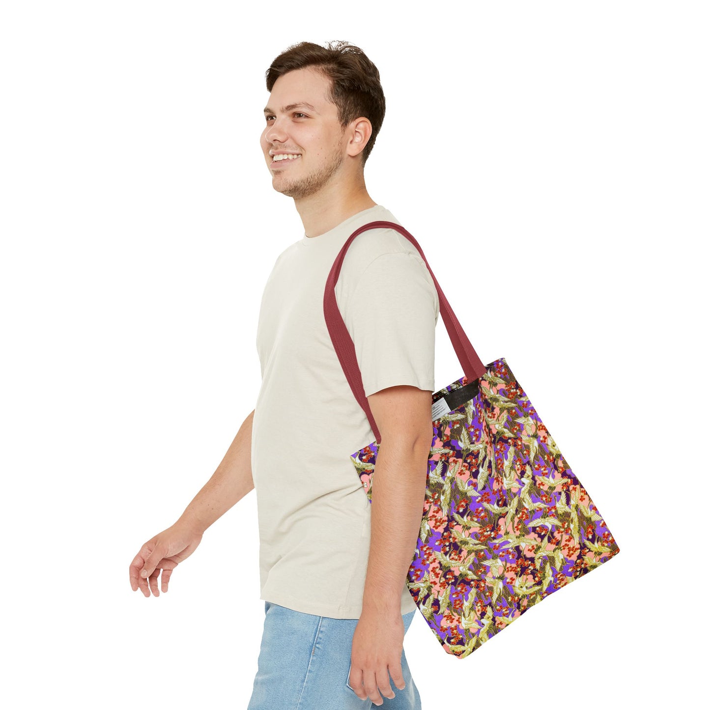 Birds Tote Bag Silver Purple Gold