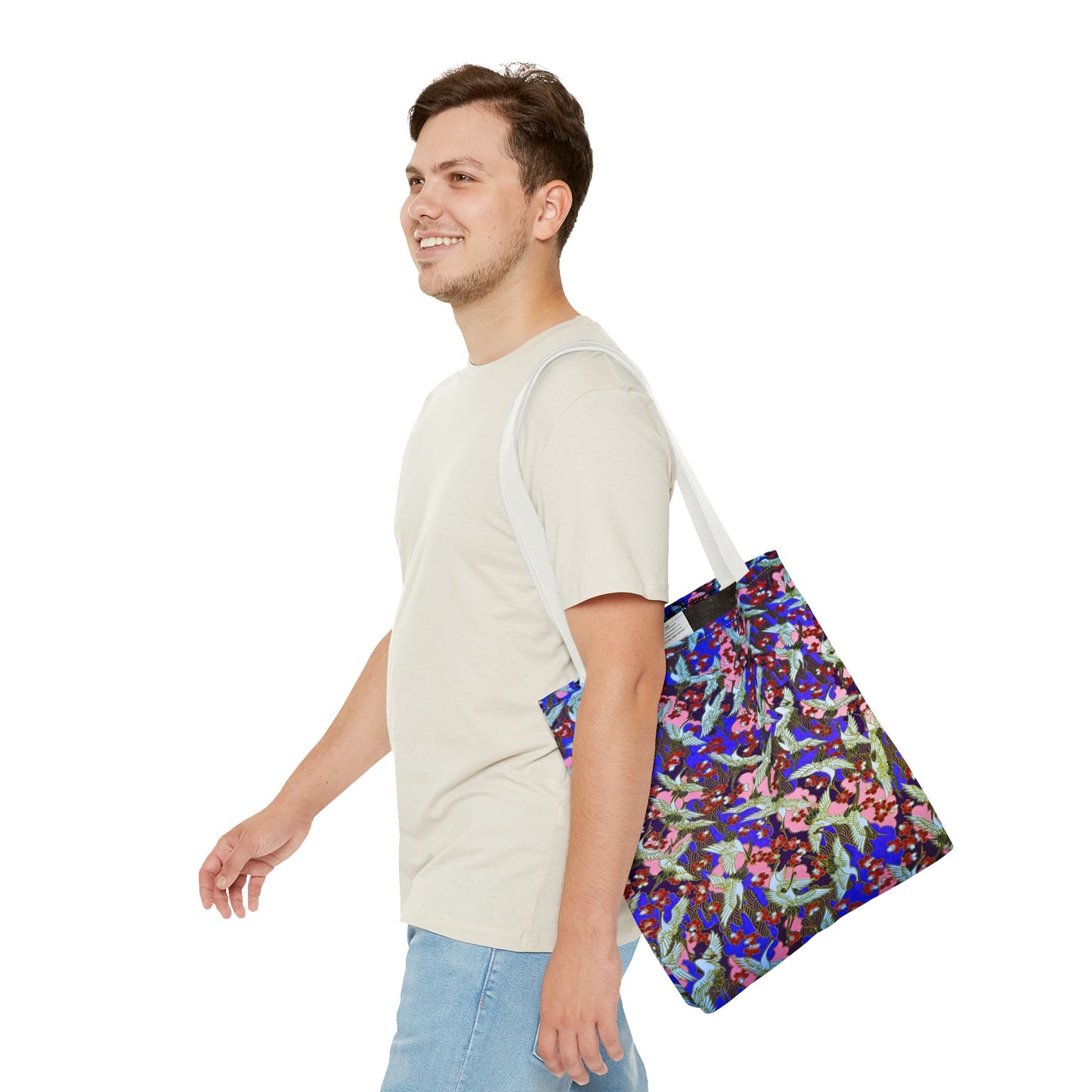 Birds Tote Bag Silver Purple