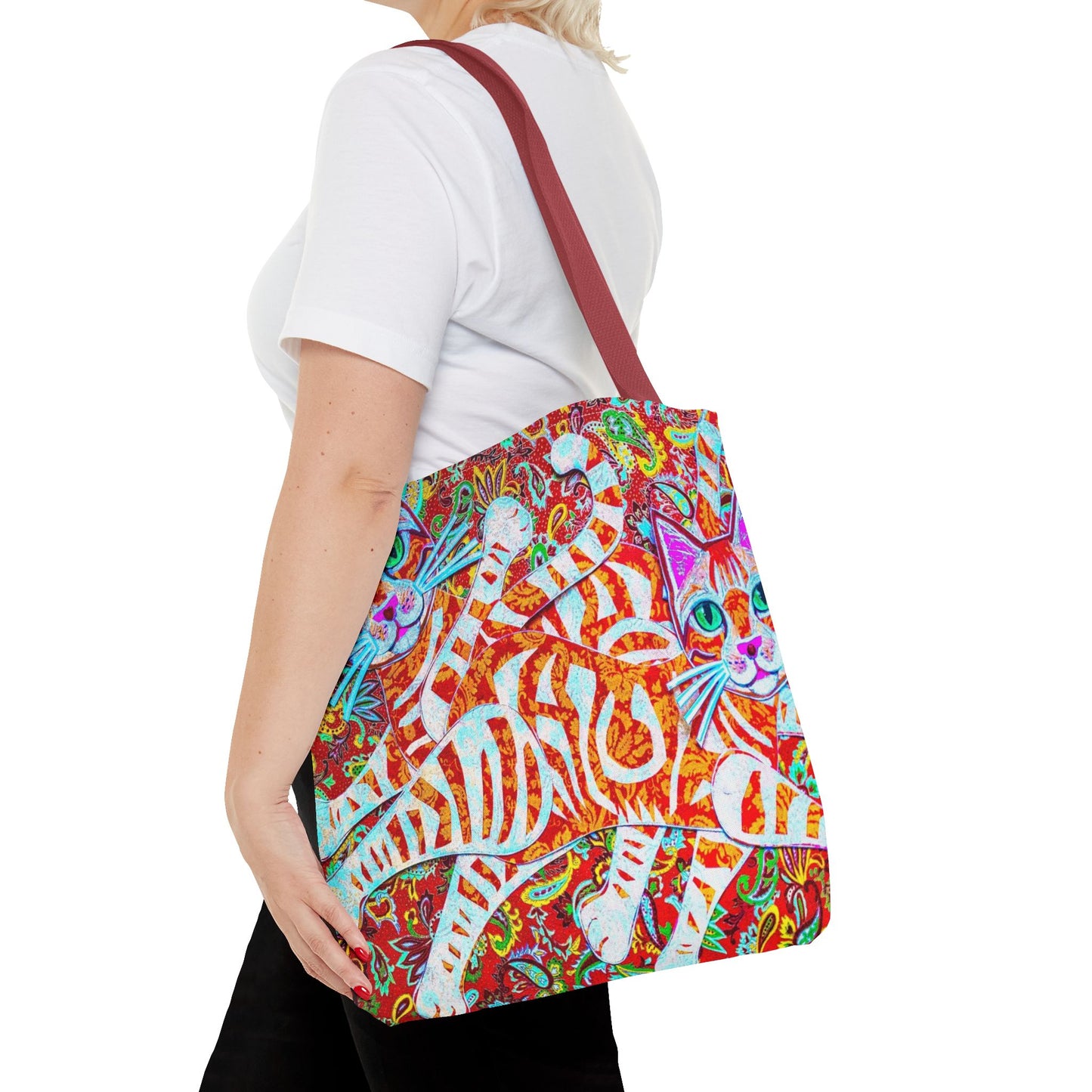 Cats Tote Bag Paisley Orange