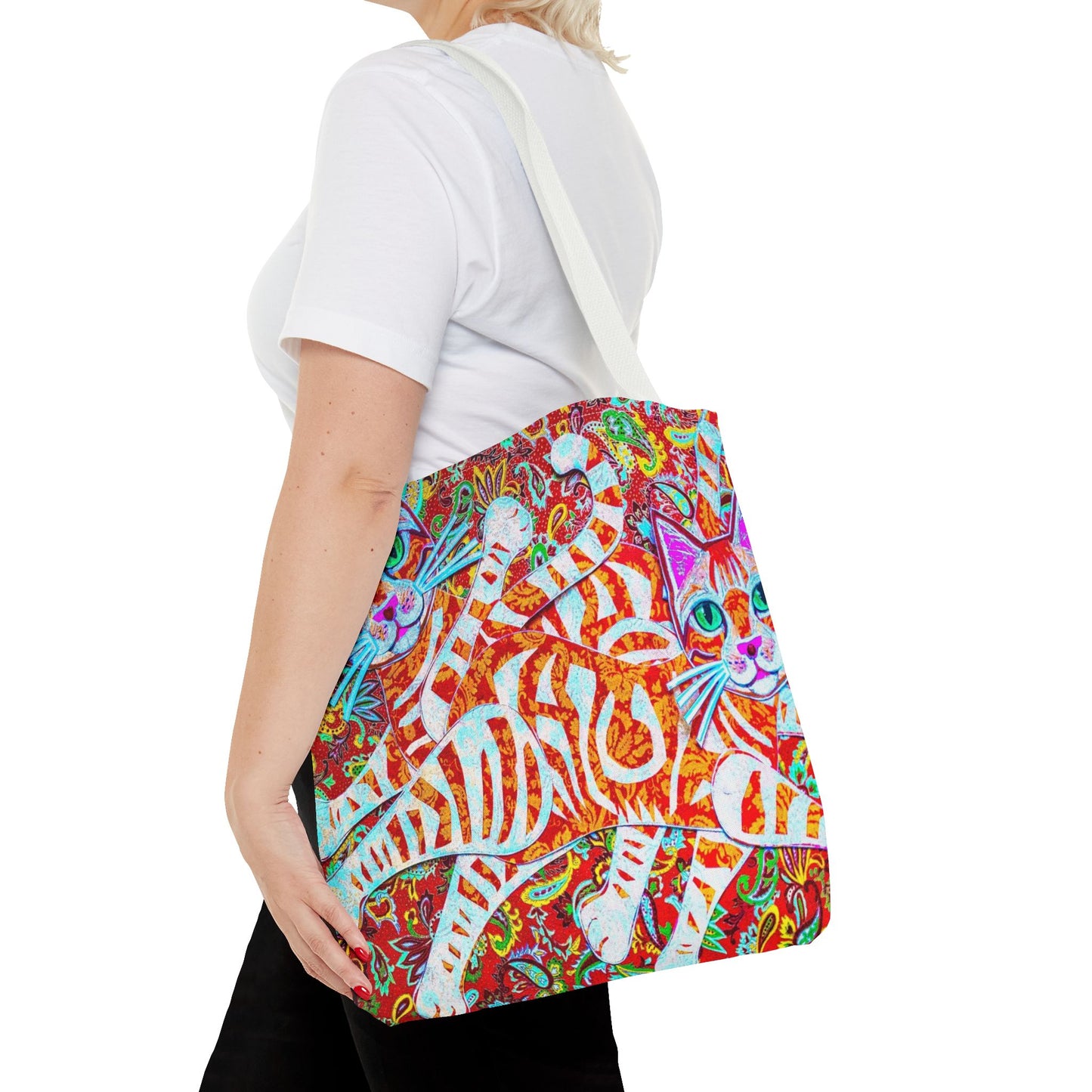 Cats Tote Bag Paisley Orange