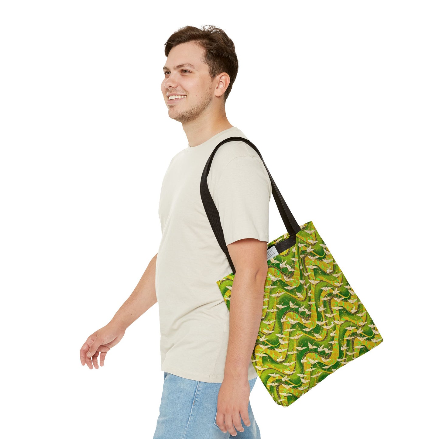 Birds Tote Bag Green Gold
