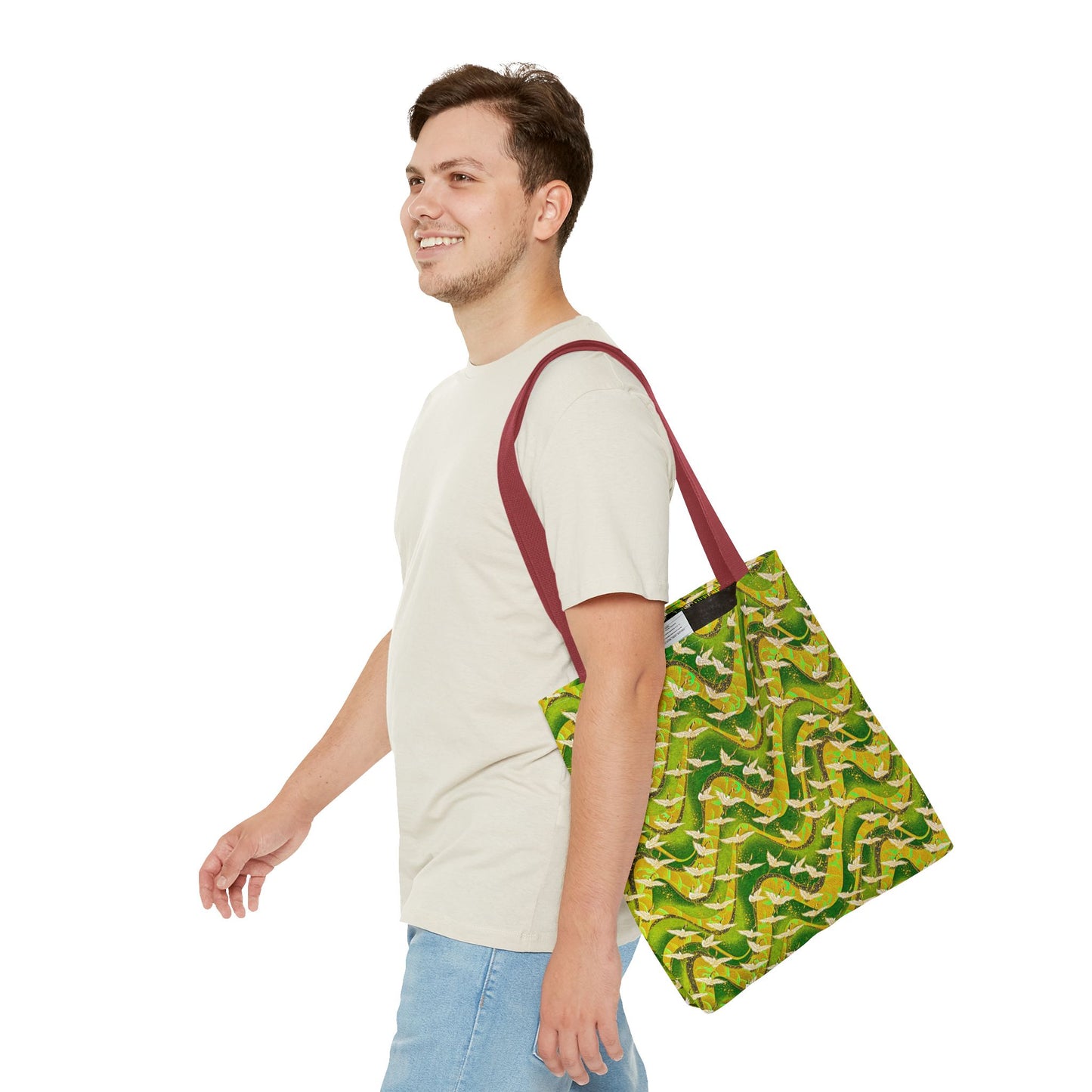Birds Tote Bag Green Gold