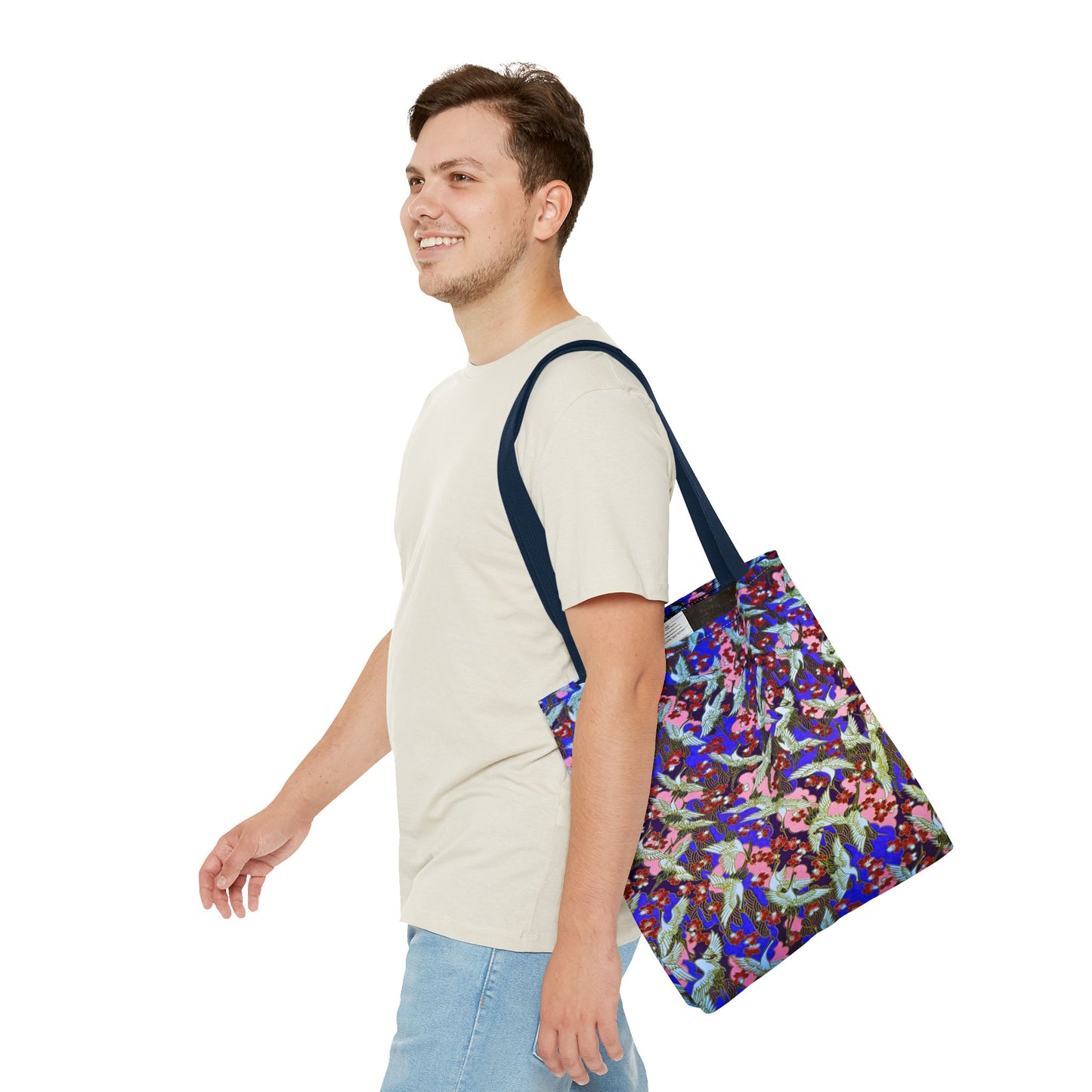 Birds Tote Bag Silver Purple