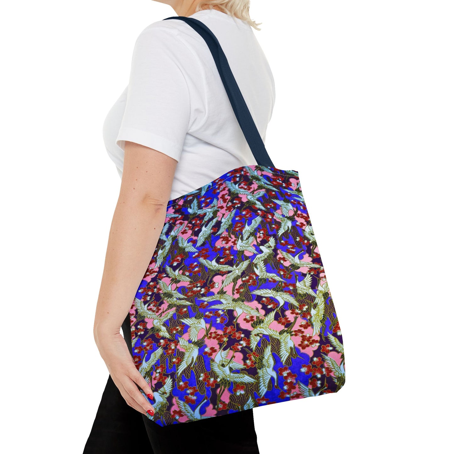 Birds Tote Bag Silver Purple