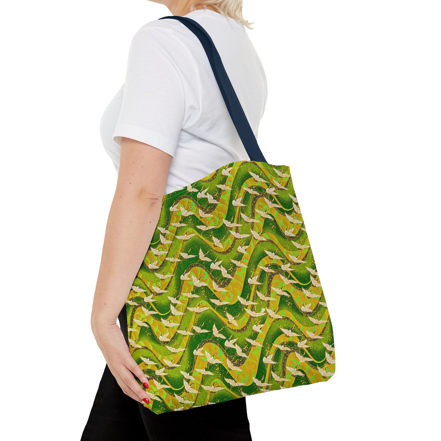 Birds Tote Bag Green Gold