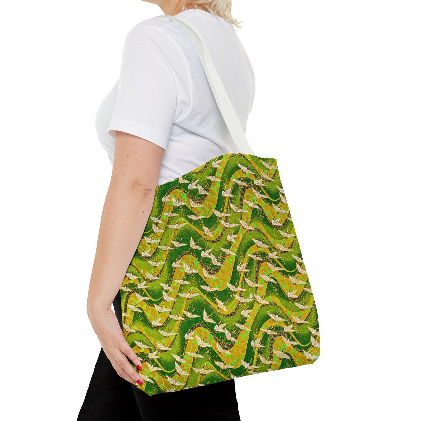 Birds Tote Bag Green Gold