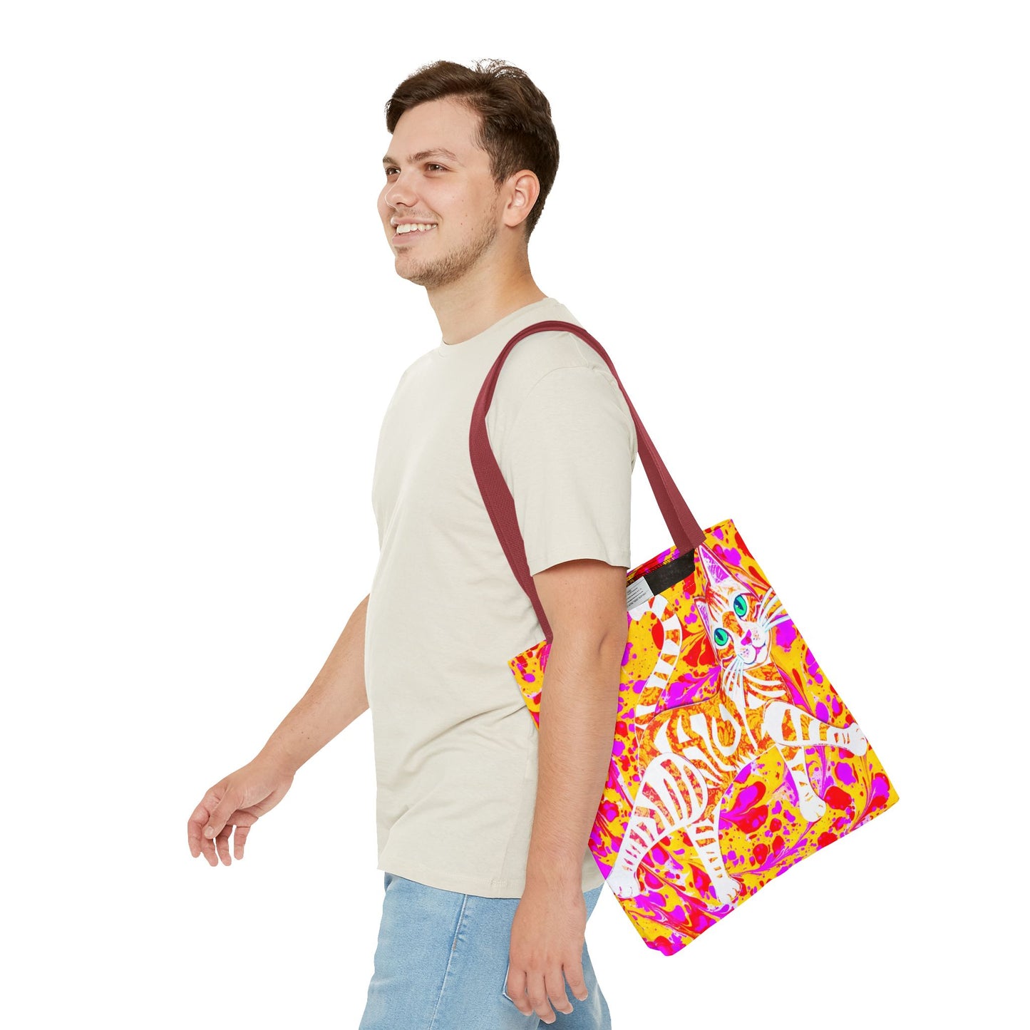 Cat Tote Pink Psychedelic