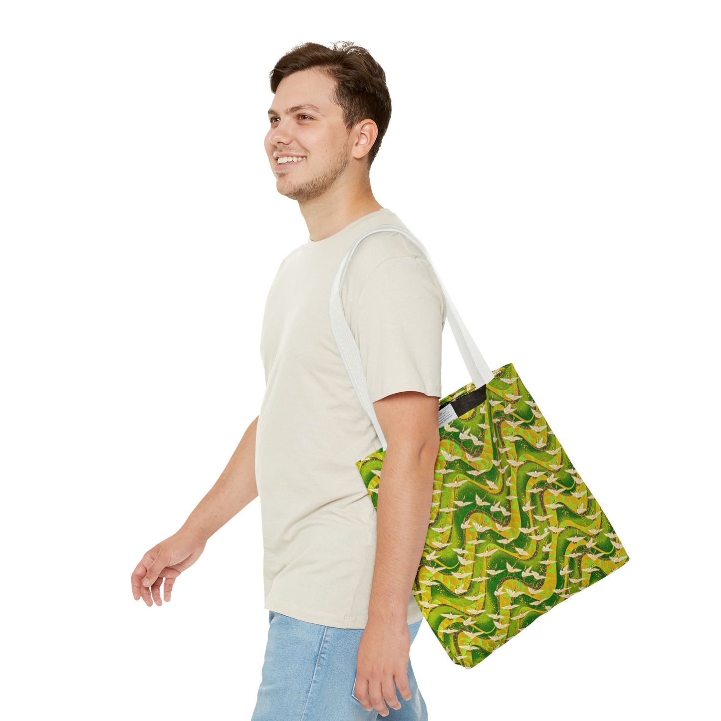 Birds Tote Bag Green Gold