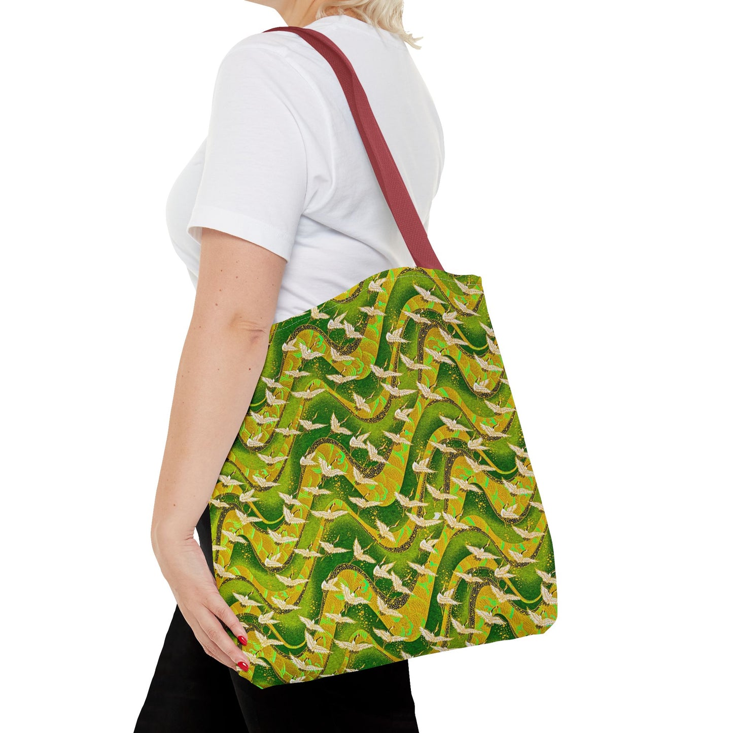 Birds Tote Bag Green Gold