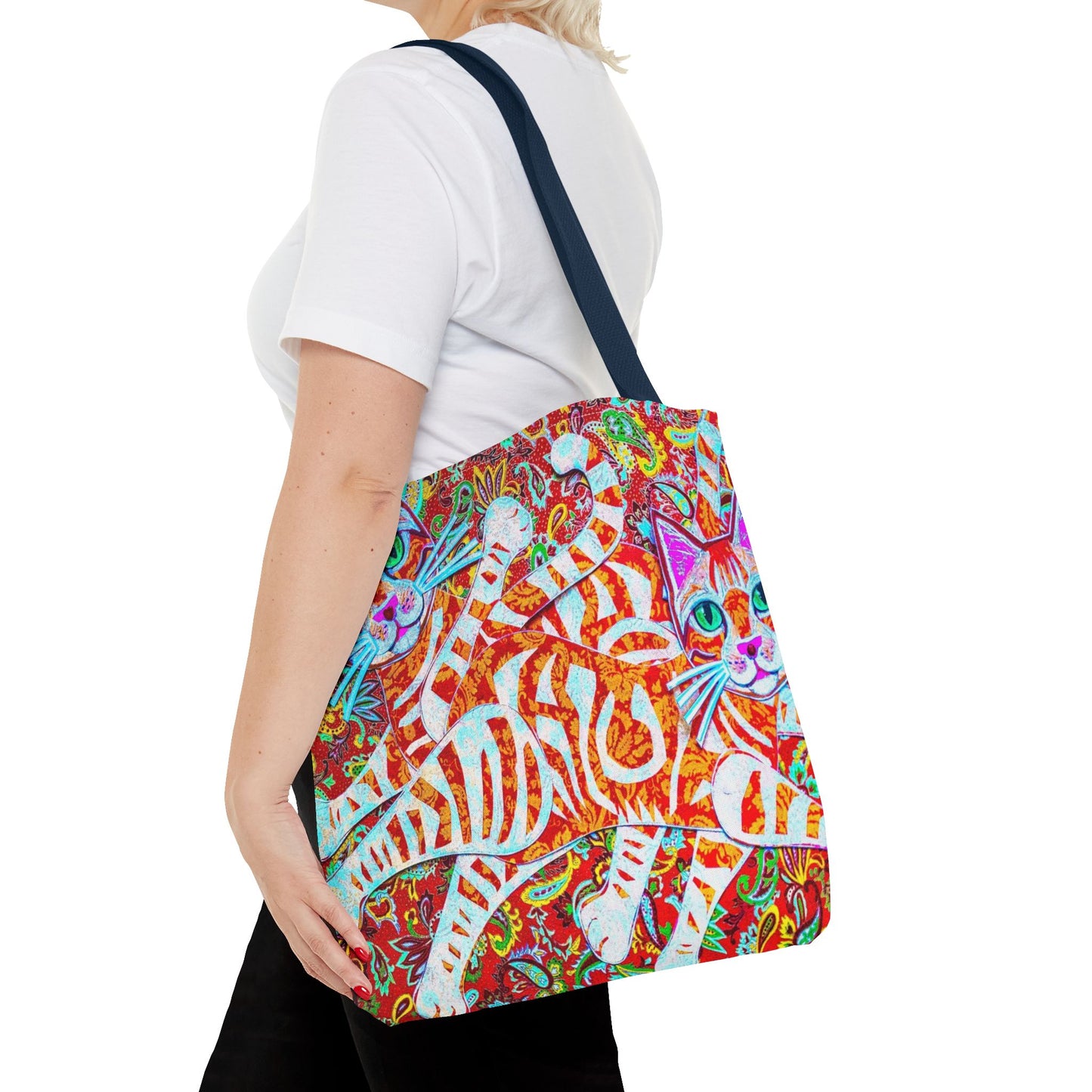 Cats Tote Bag Paisley Orange
