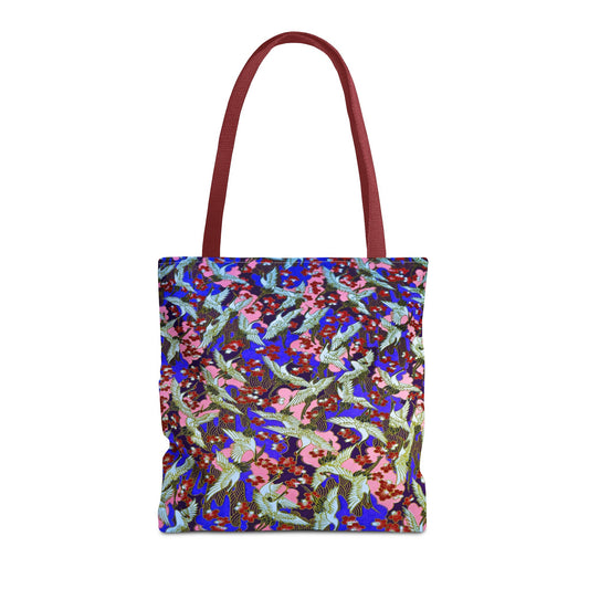 Birds Tote Bag Silver Purple