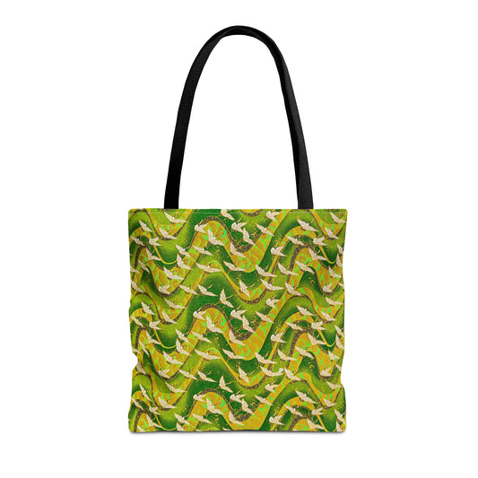 Birds Tote Bag Green Gold