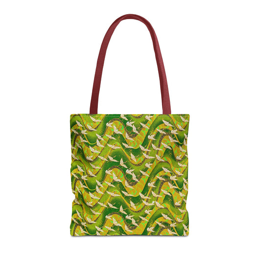Birds Tote Bag Green Gold