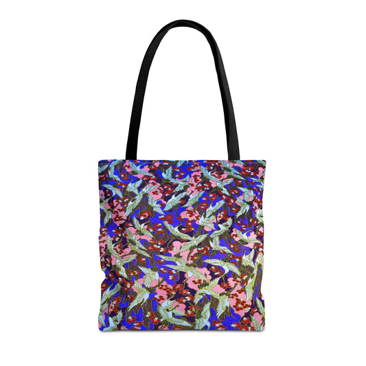 Birds Tote Bag Silver Purple