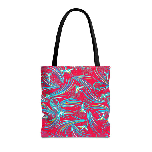 Tsuru Yukiwa Cranes Shopping Tote Bag / Red