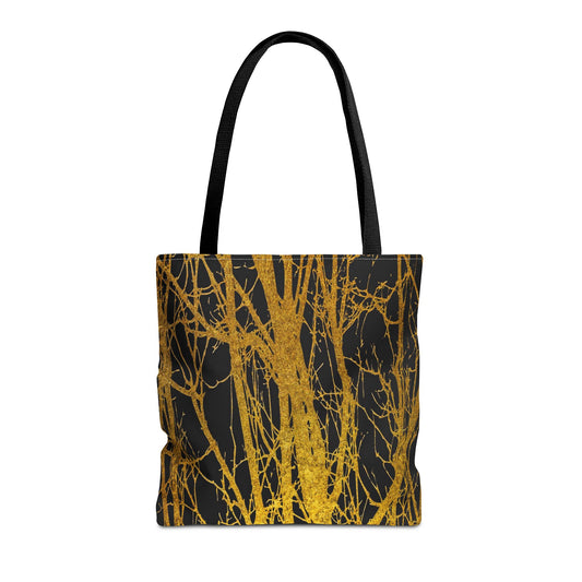 Trees Tote Bag Black Gold